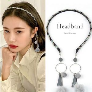 Grey Headband with Earring like Dangling
